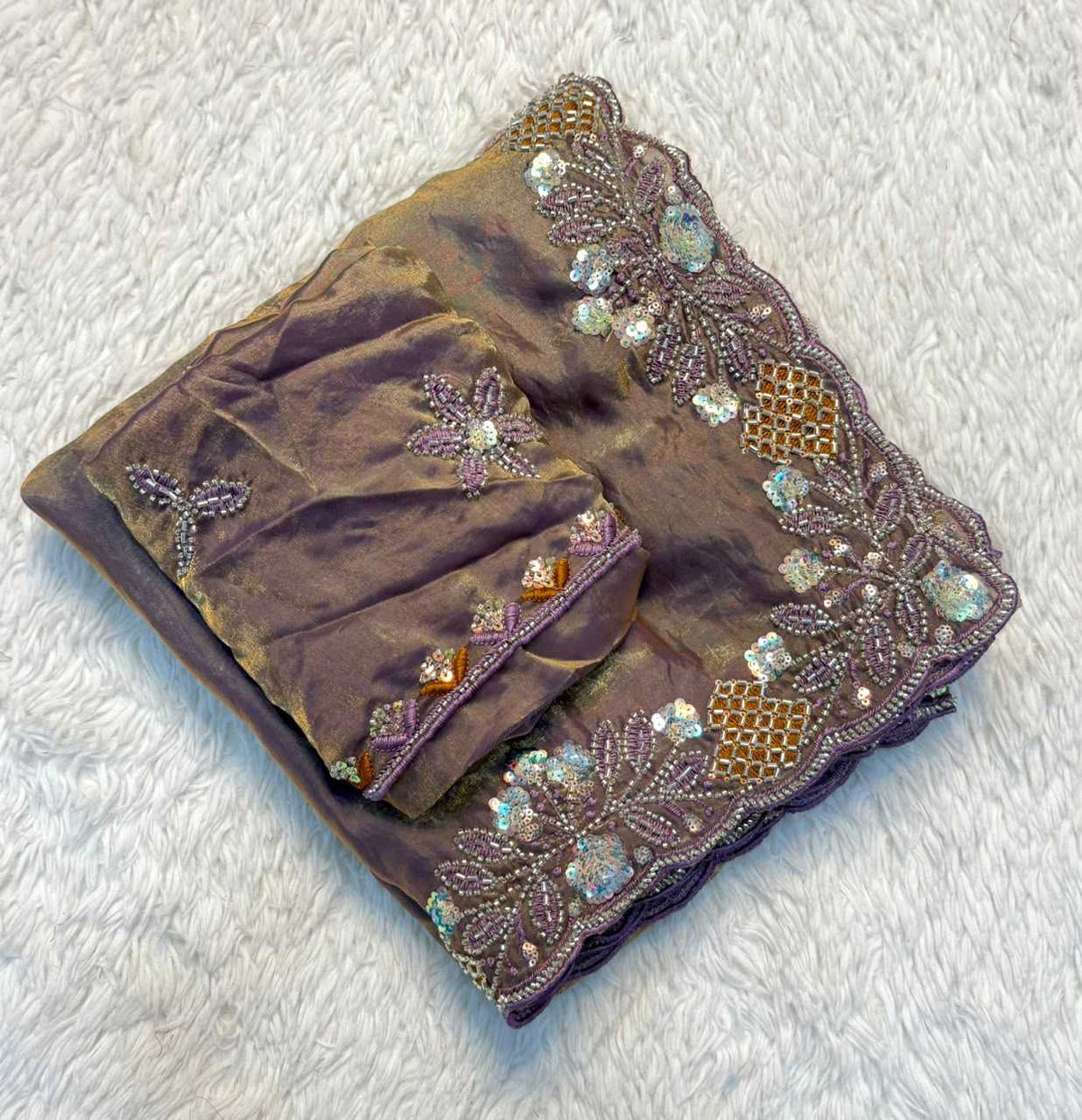 Falguni Space Silk Soft Saree in Purple