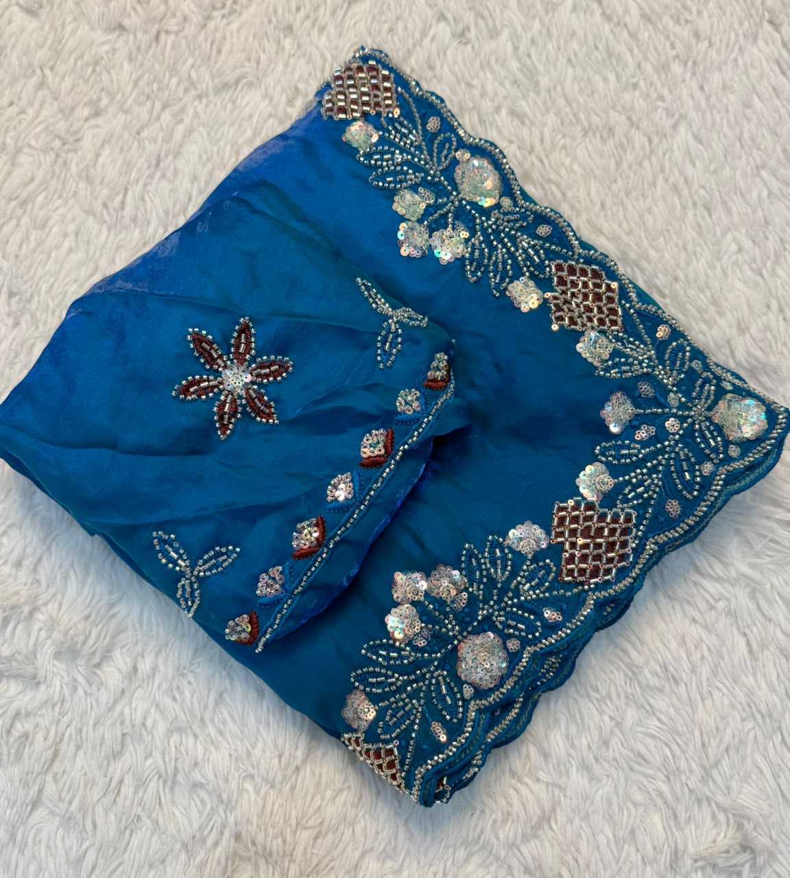 Falguni Space Silk Soft Saree in Purple