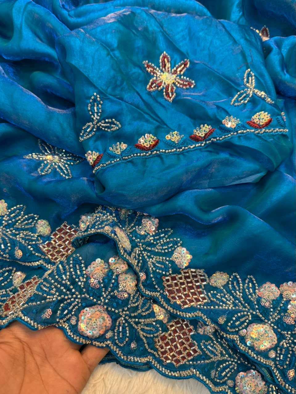 Falguni Space Silk Soft Saree in Purple