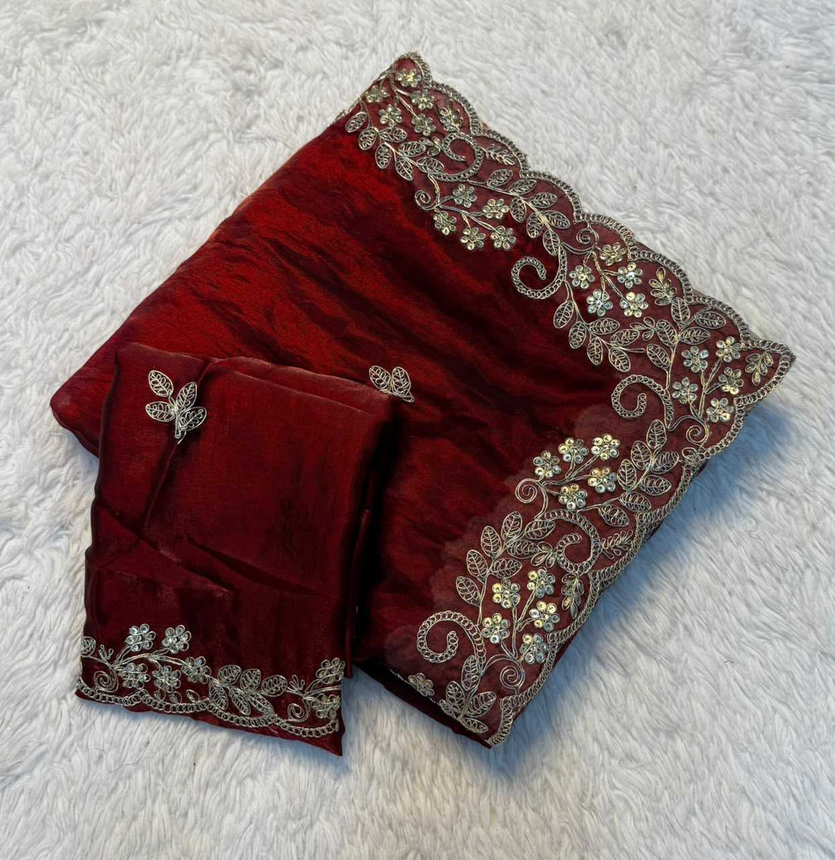 Kavya Space Silk Soft Saree in Maroon