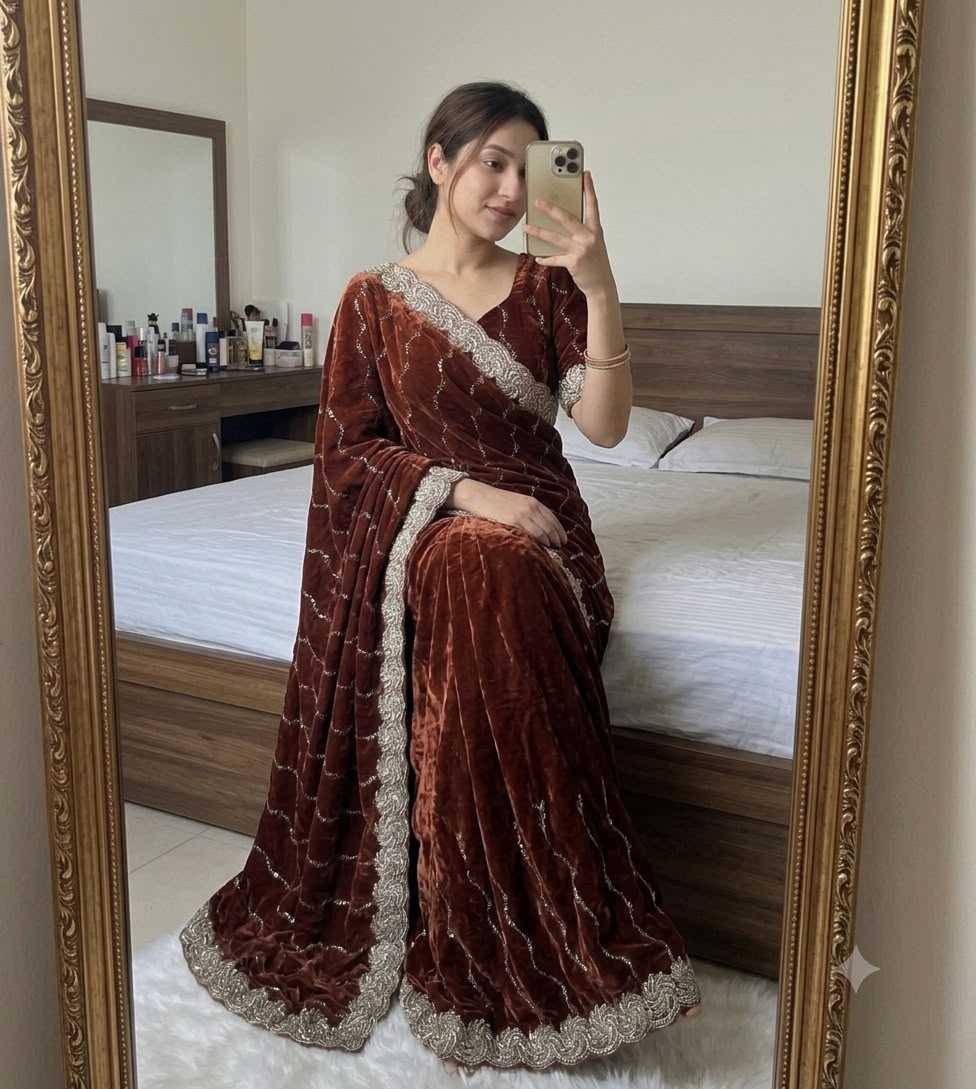 Space Silk Brocade Saree