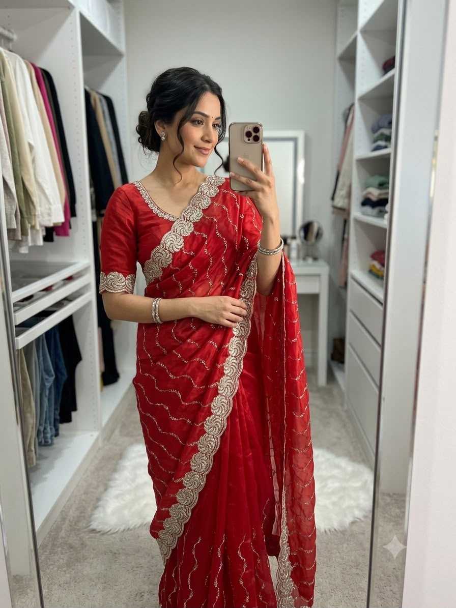 Space Silk Brocade Saree
