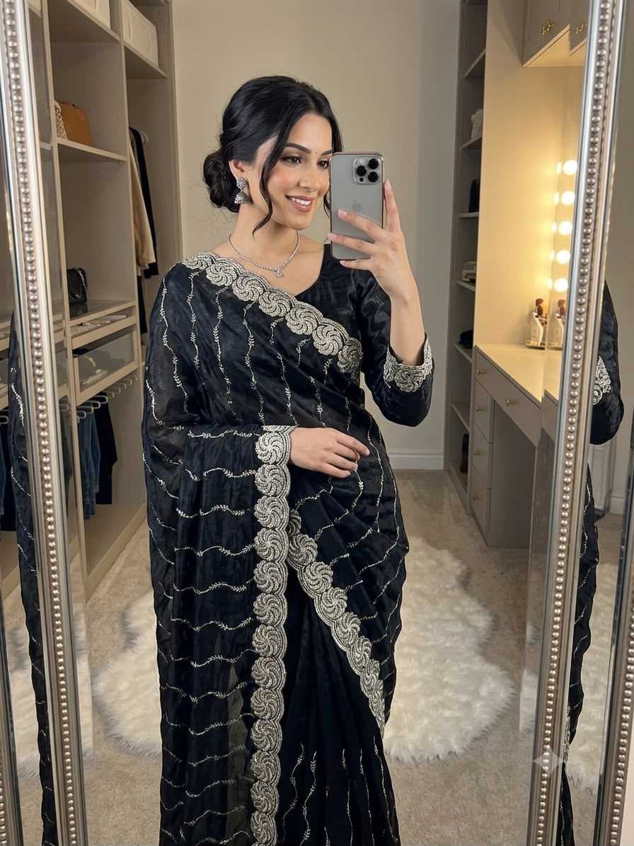 Space Silk Brocade Saree