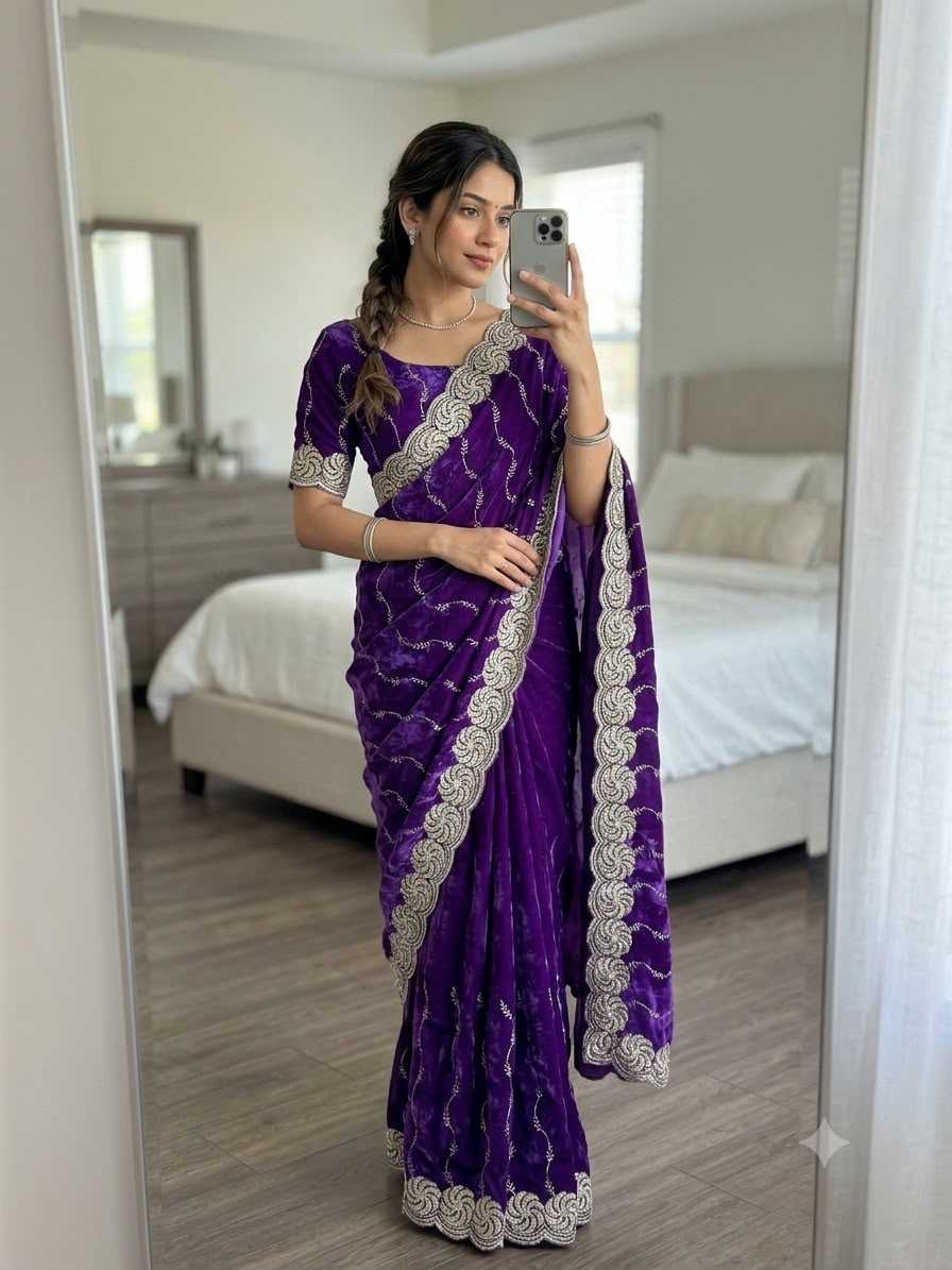 Space Silk Brocade Saree