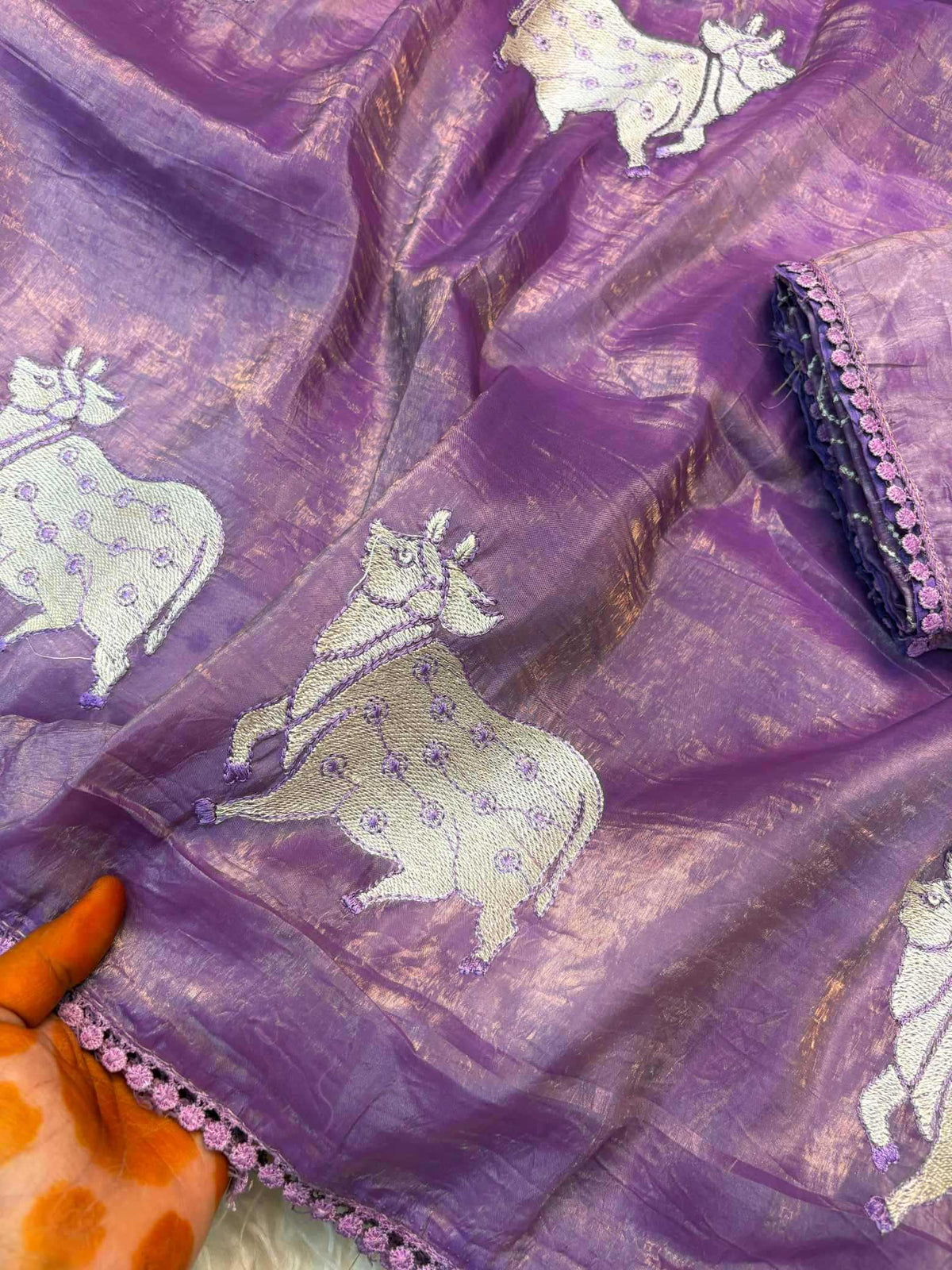 Cow Gold Fancy Designer Saree