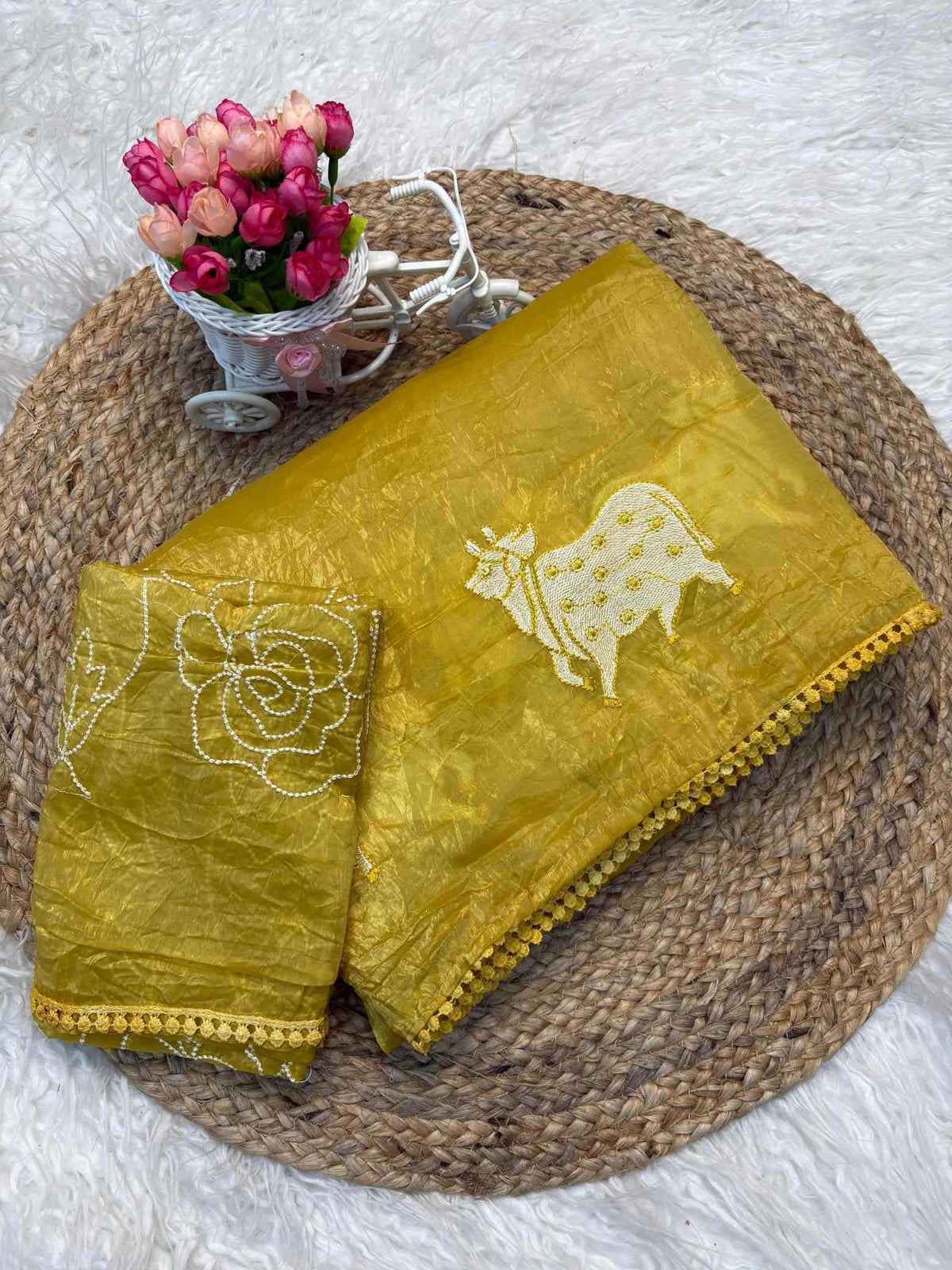 Soft Gold Crush Designer Saree