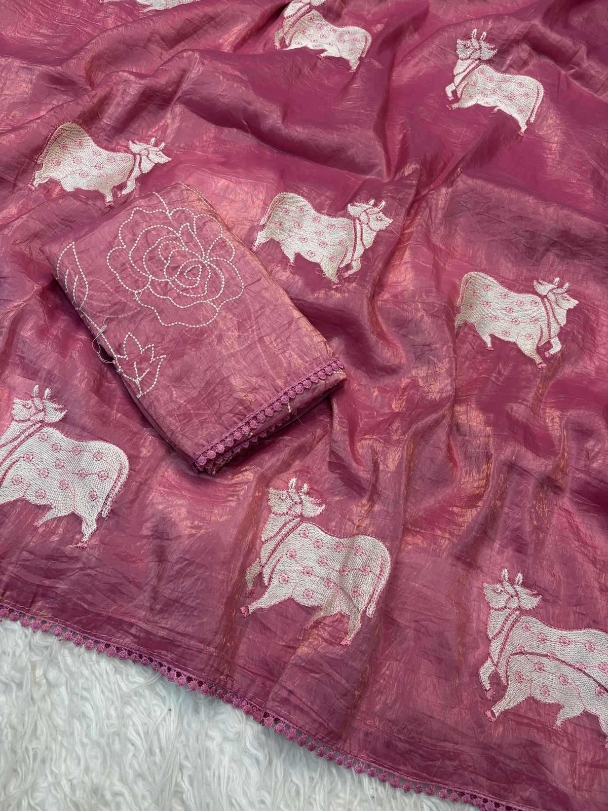 Soft Gold Crush Designer Saree