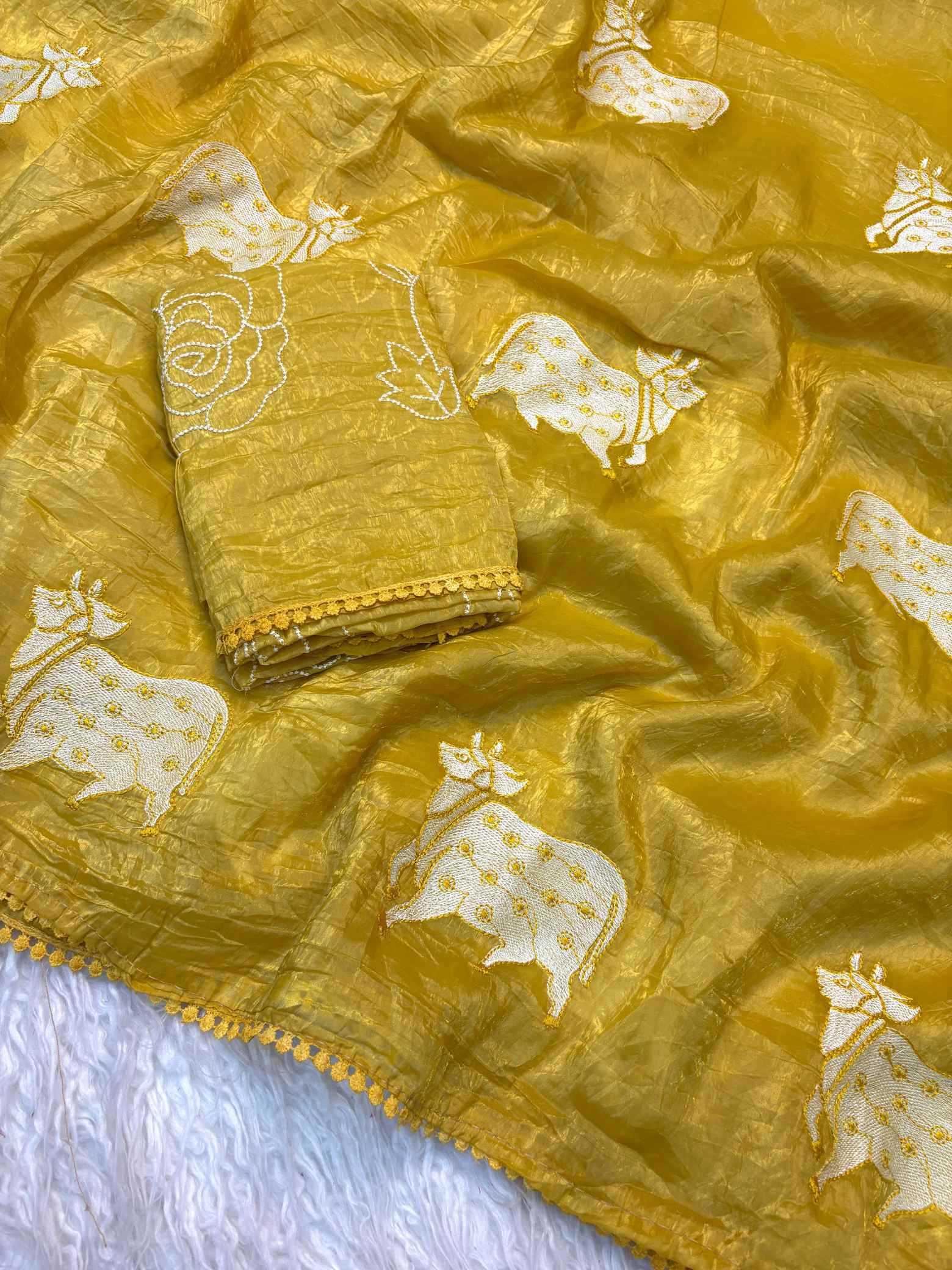 Soft Gold Crush Designer Saree