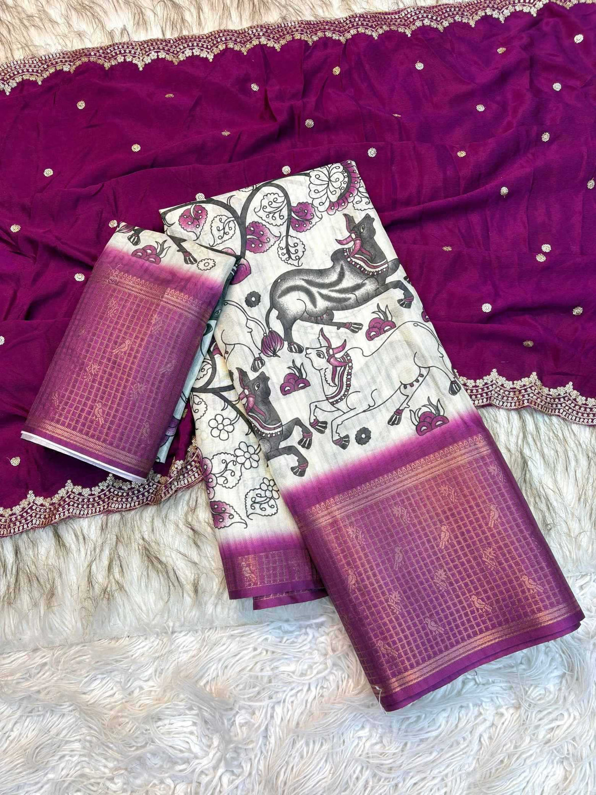 Damayanti Tussar Silk Printed Saree