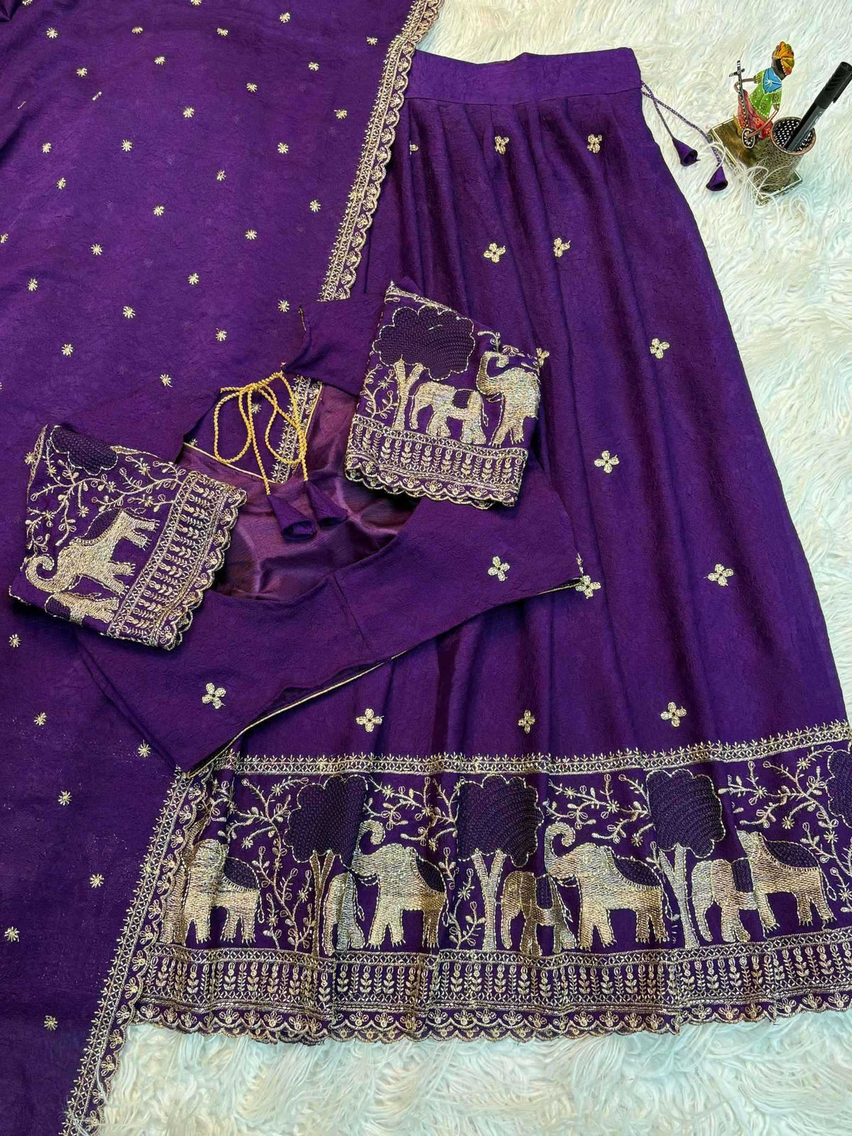 Elephant Half Crunchi Designer Lehenga