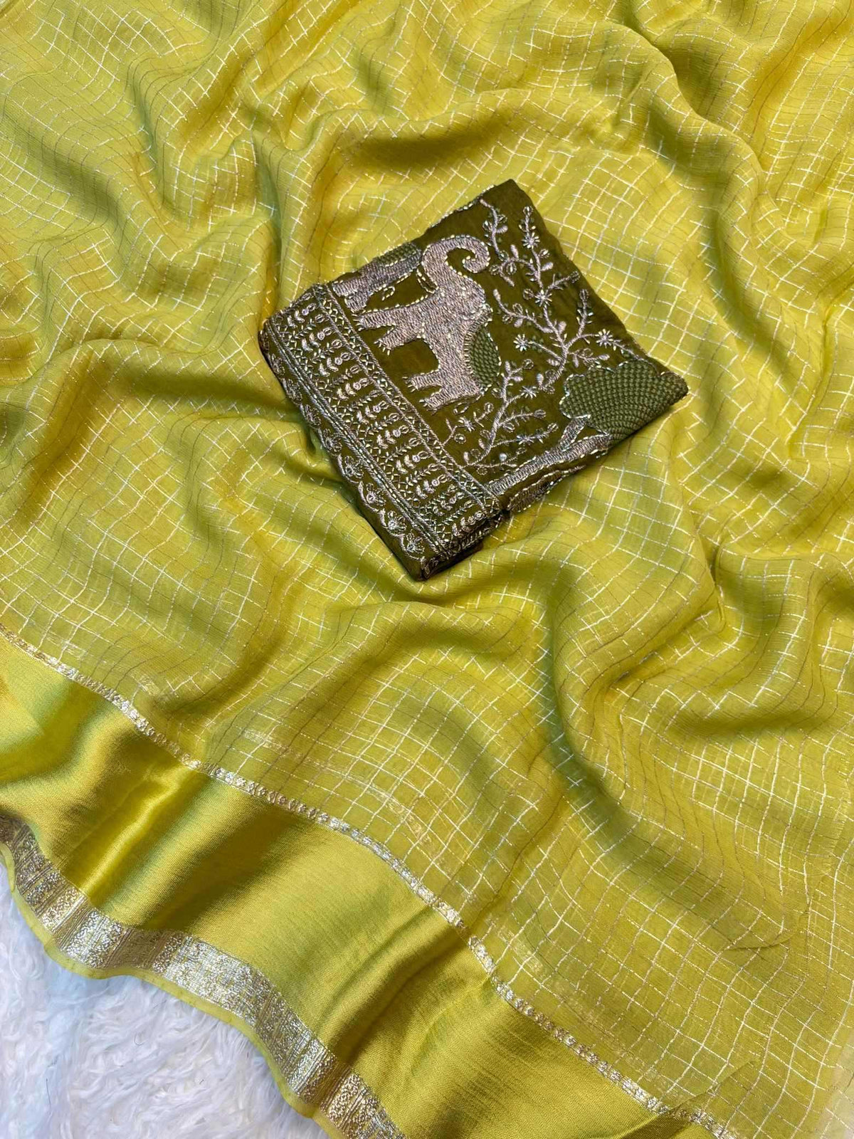 Epic Chex Pure Viscos Designer Saree in Sky