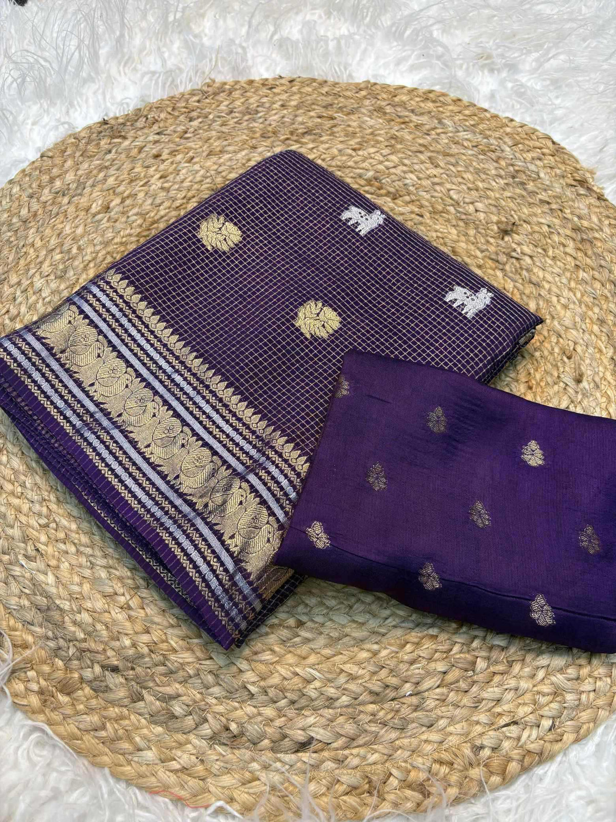 Golden Silver Soft Dola Designer Saree