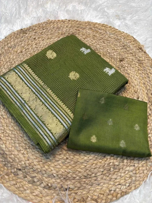 Golden Silver Soft Dola Designer Saree