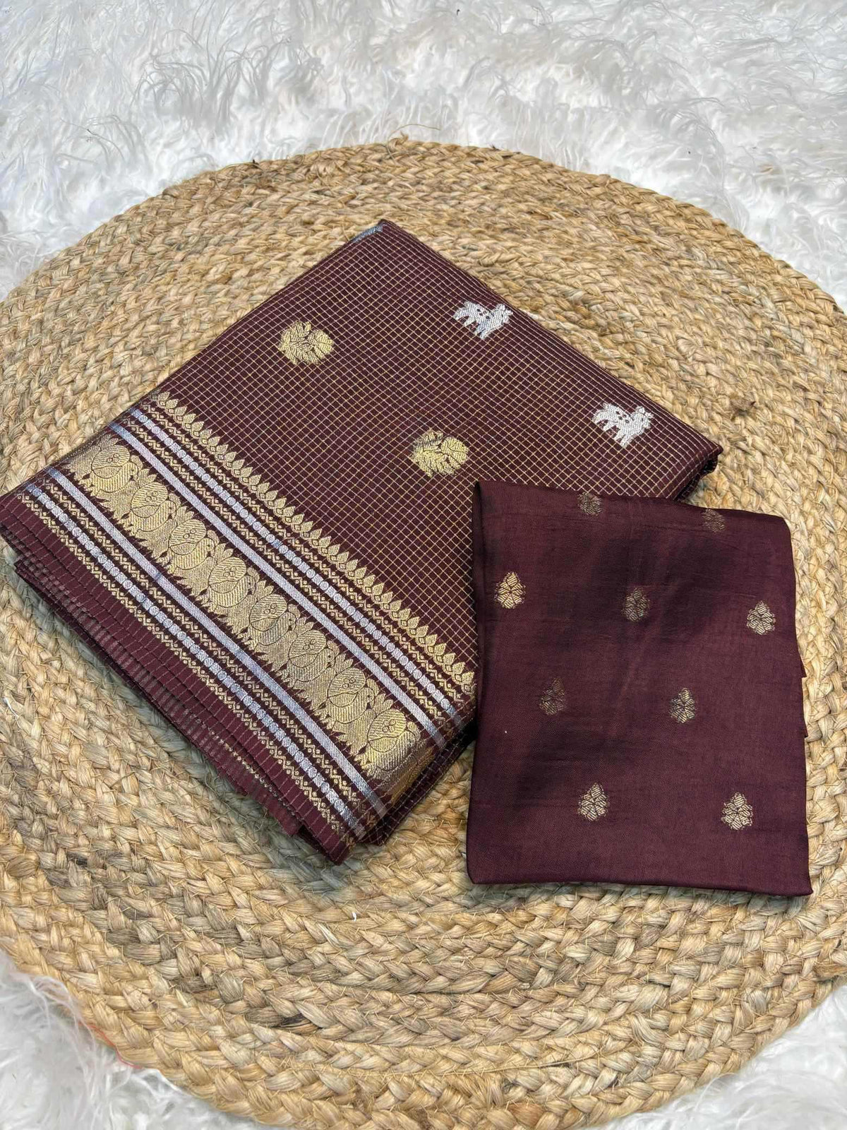 Golden Silver Soft Dola Designer Saree