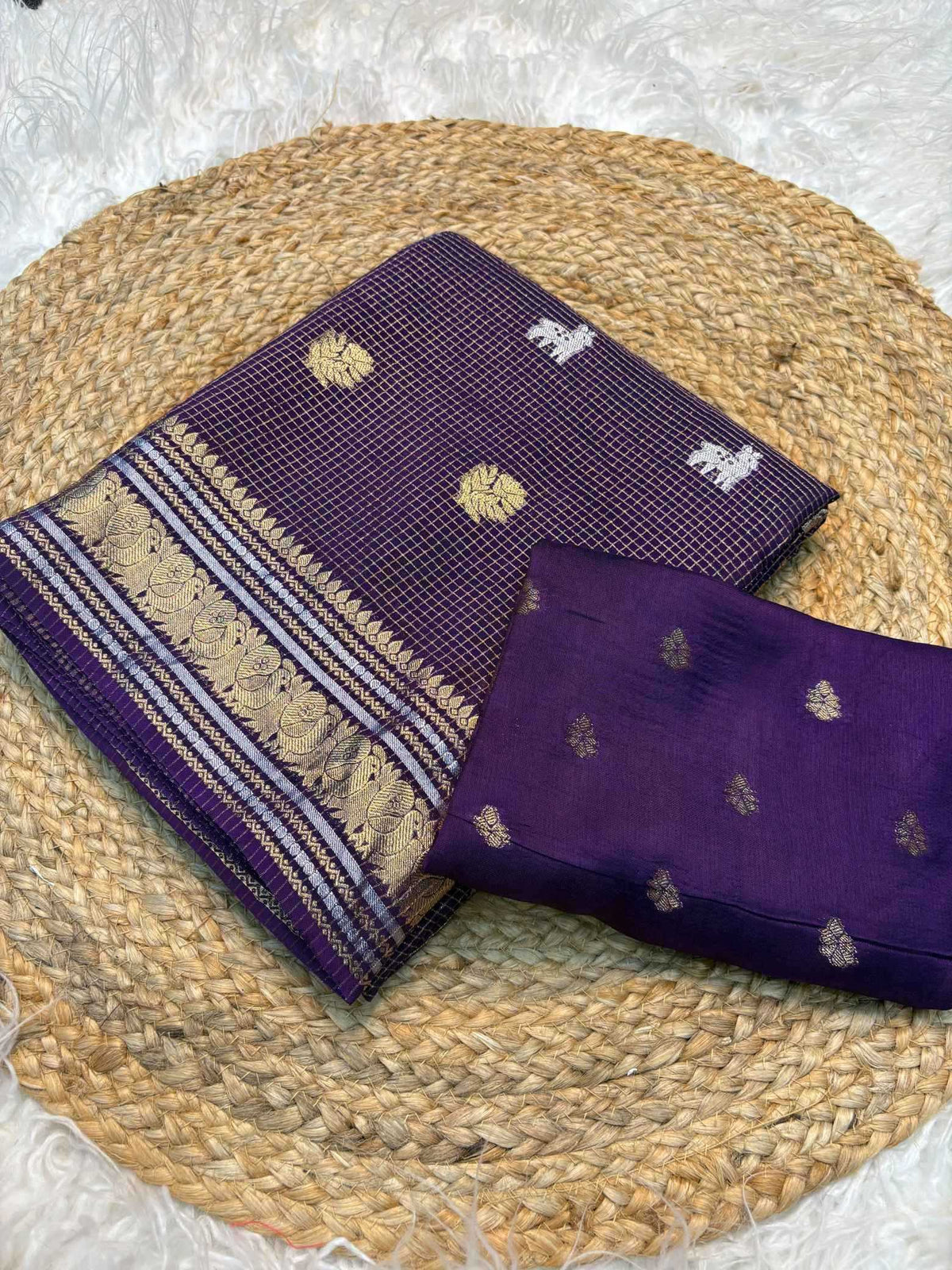 Golden Silver Soft Dola Designer Saree