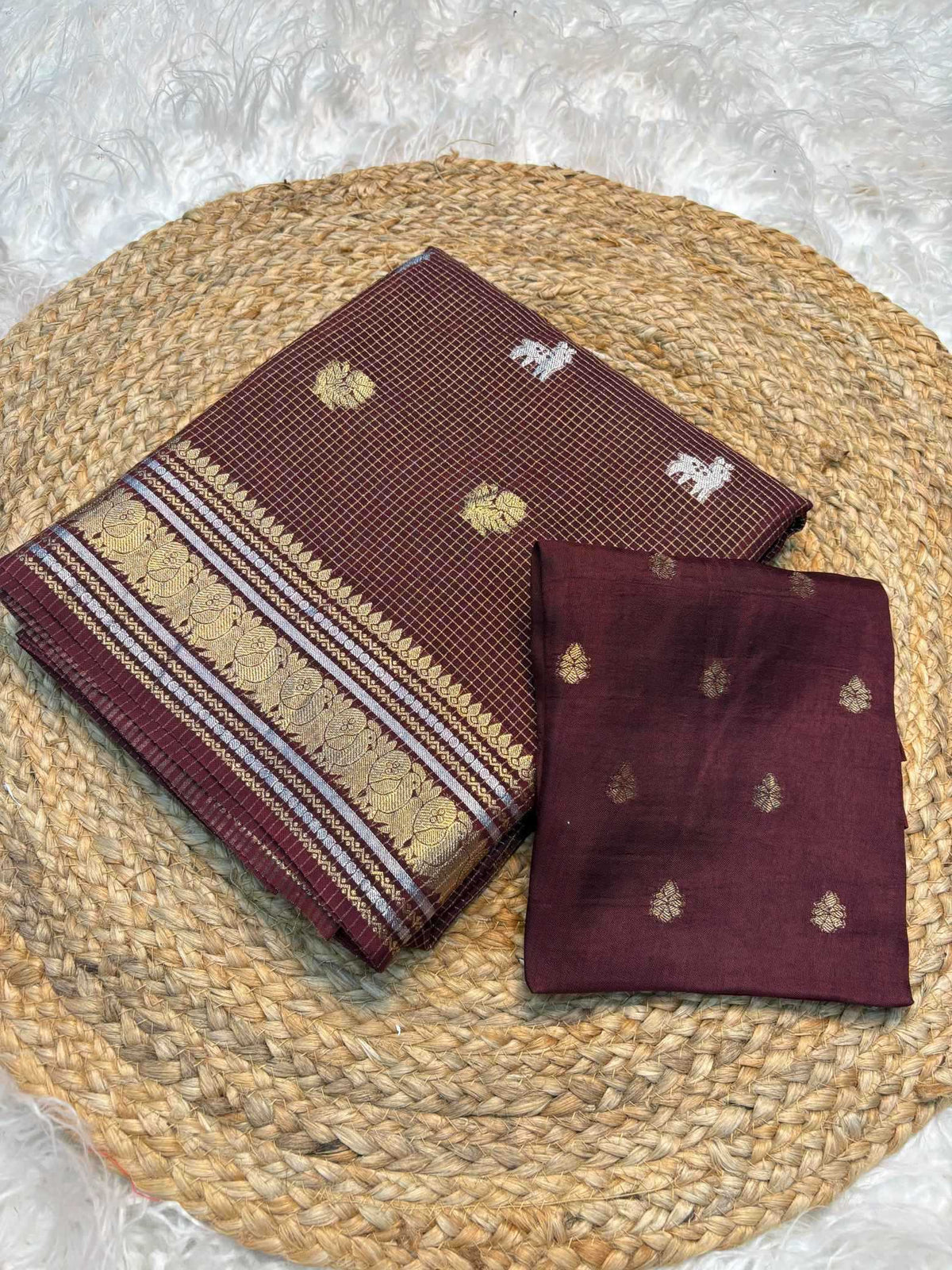 Golden Silver Soft Dola Designer Saree
