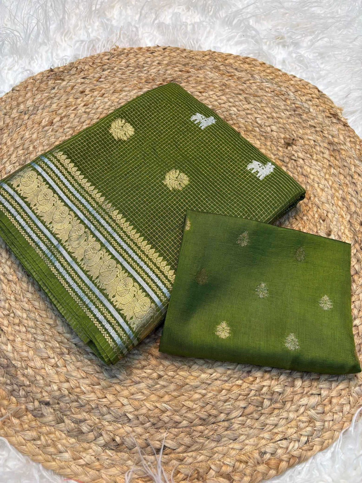 Golden Silver Soft Dola Designer Saree