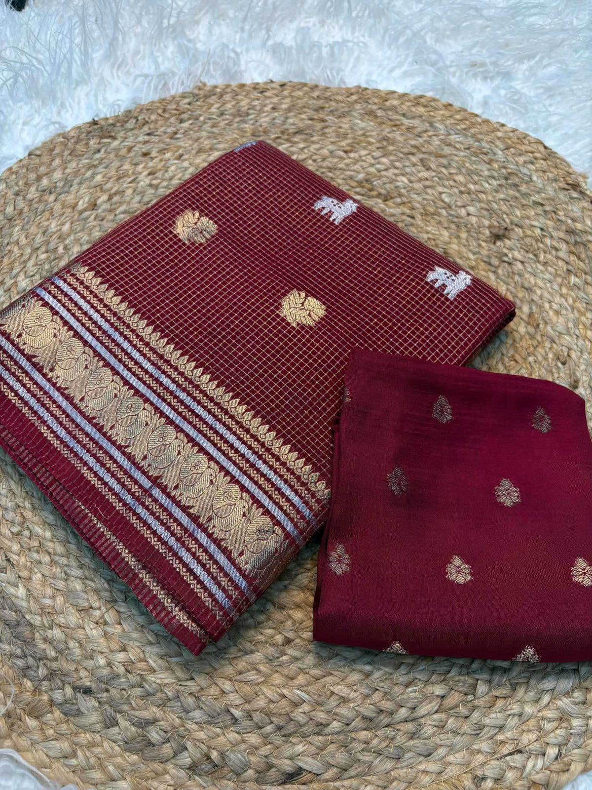 Golden Silver Soft Dola Designer Saree