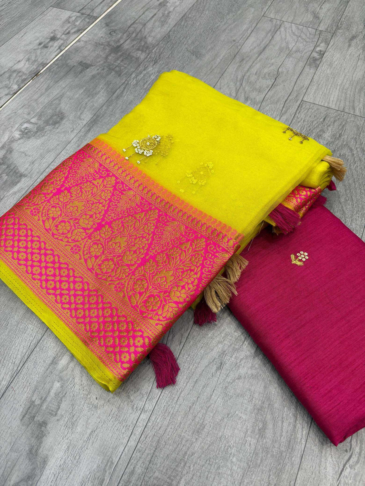Rani Jhumka Organza Saree