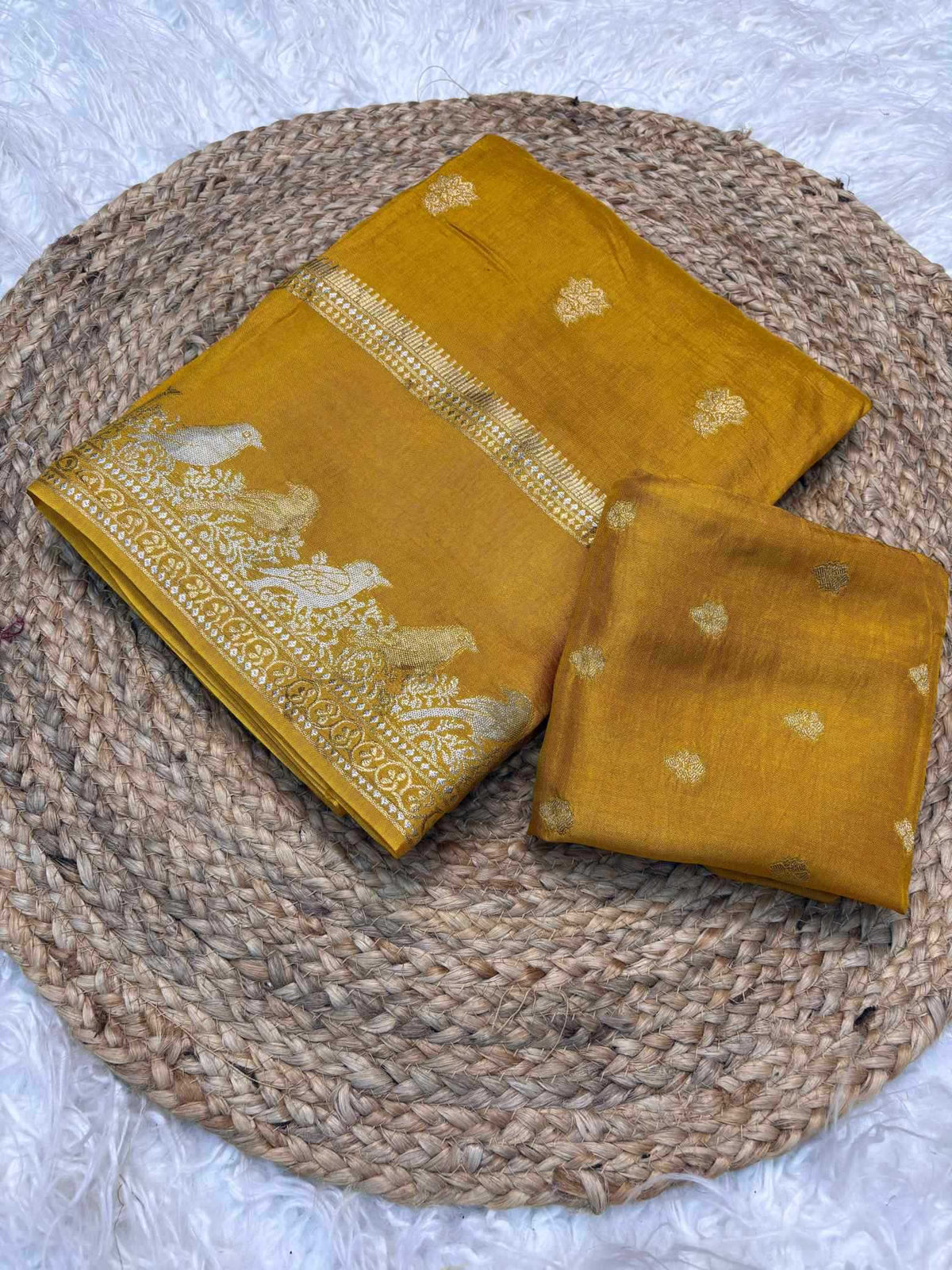 Shree Golden Pure Viscos Designer Saree in Yellow