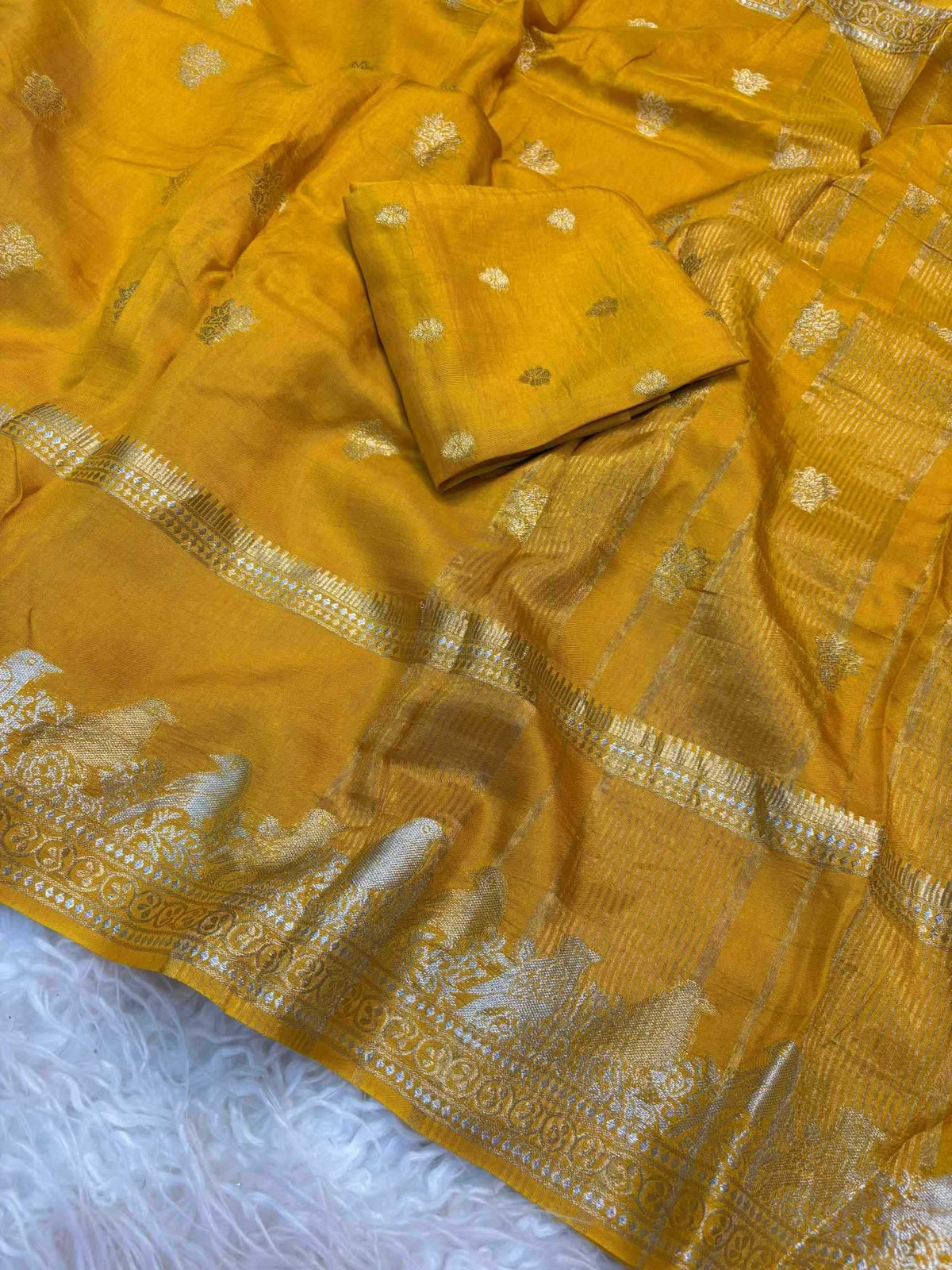 Shree Golden Pure Viscos Designer Saree in Yellow