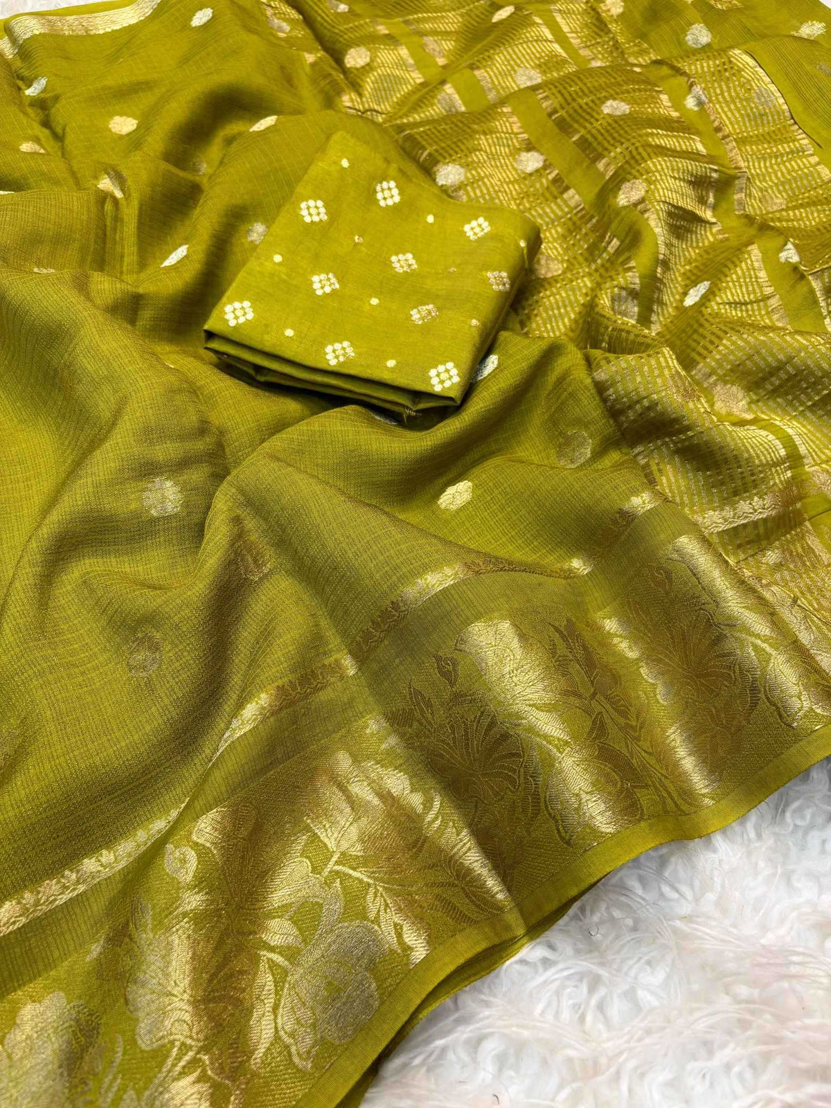 Shree Pure Viscos Kota Doria Saree in Sky