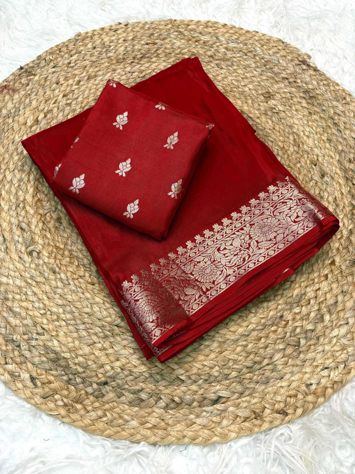 Shree Maysoor Pure Viscos Designer Saree in Red