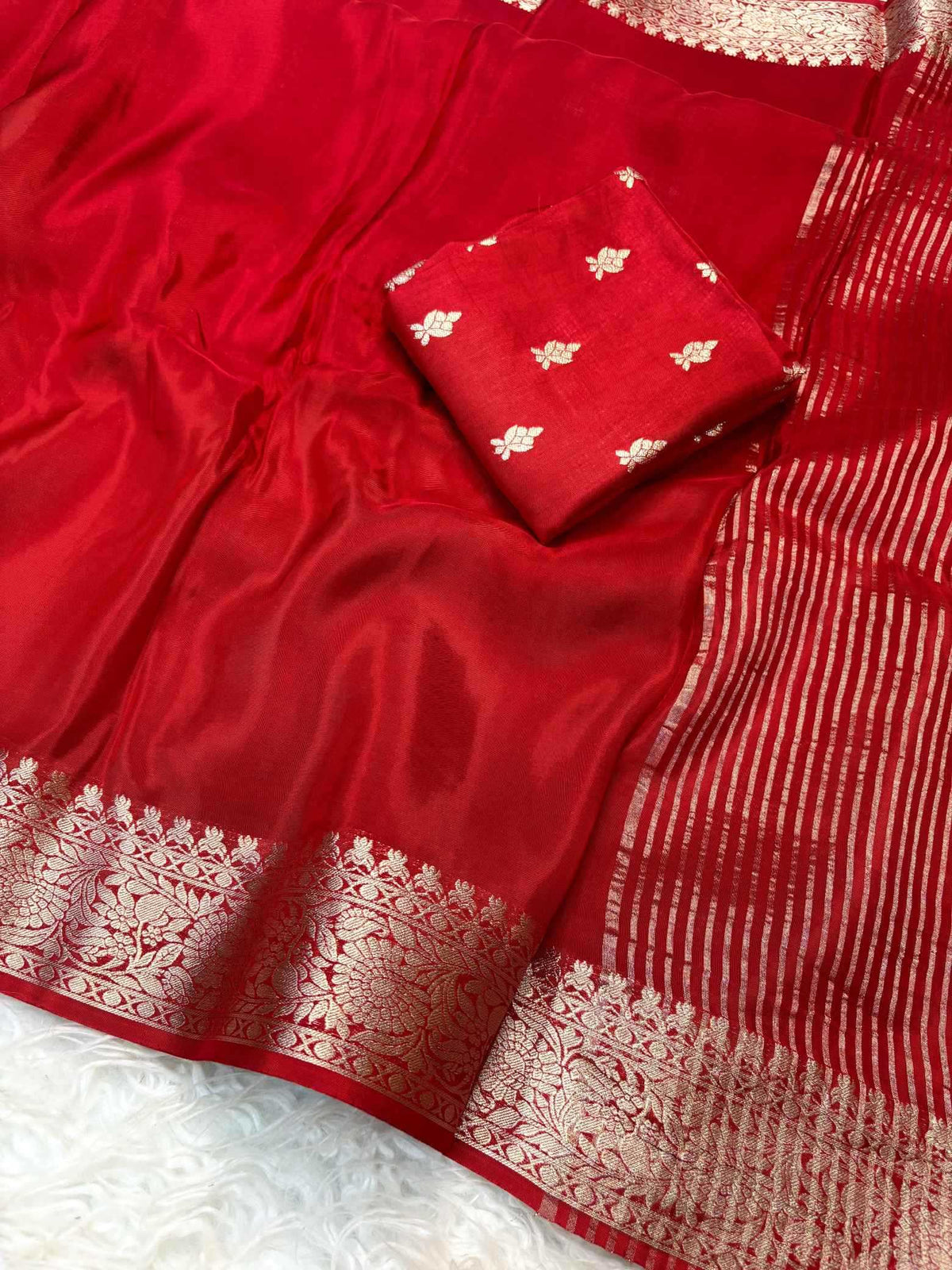 Shree Maysoor Pure Viscos Designer Saree in Red