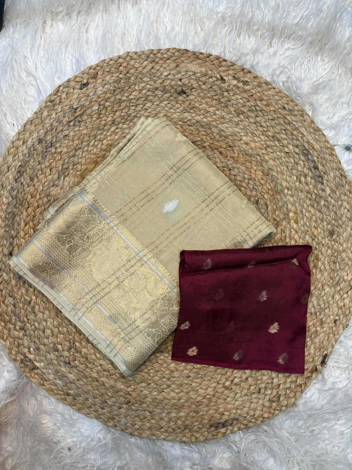 Shree Maysoor Pure Viscos Designer Saree in Maroon
