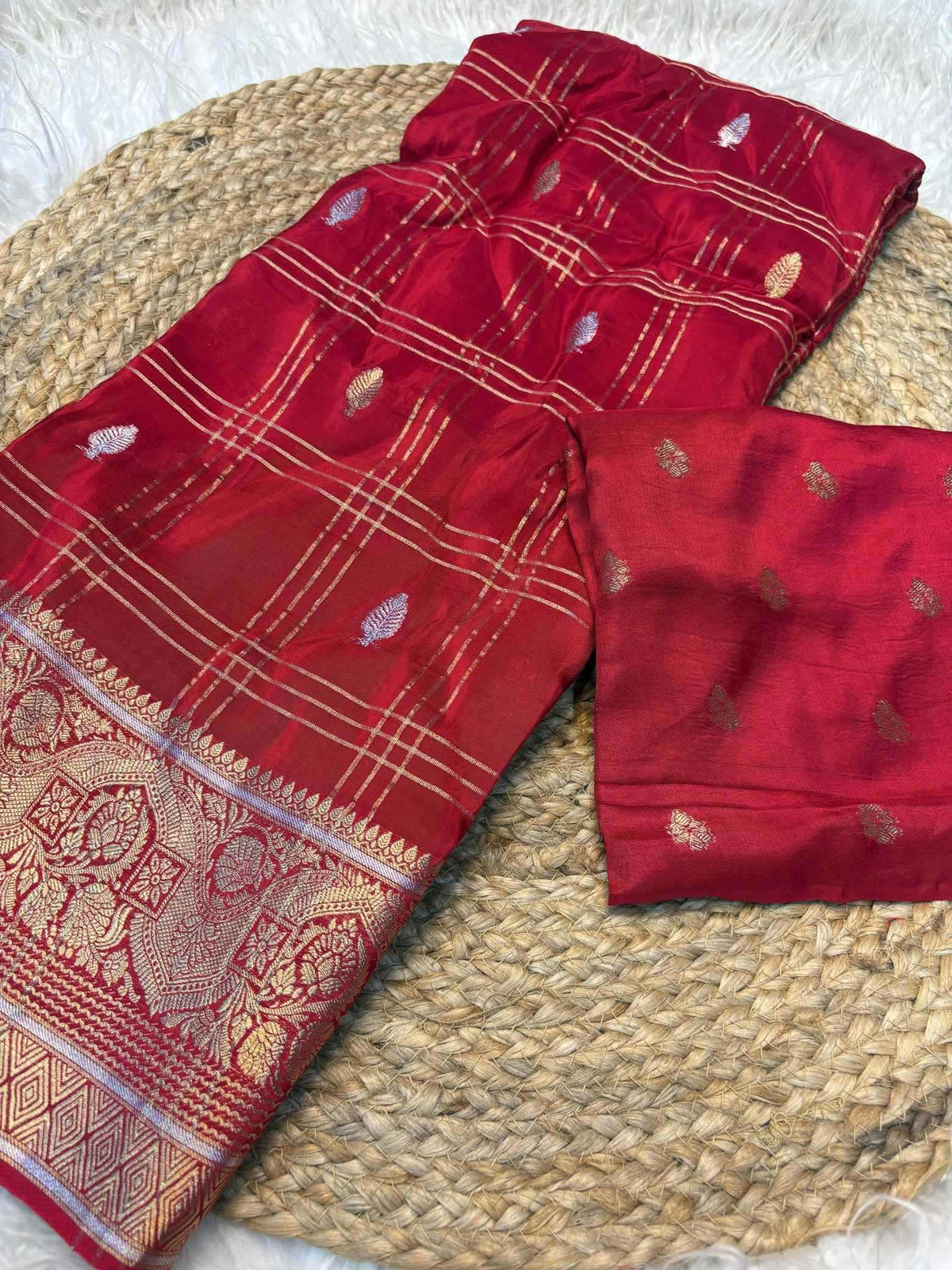 Shree Maysoor Pure Viscos Designer Saree in Maroon