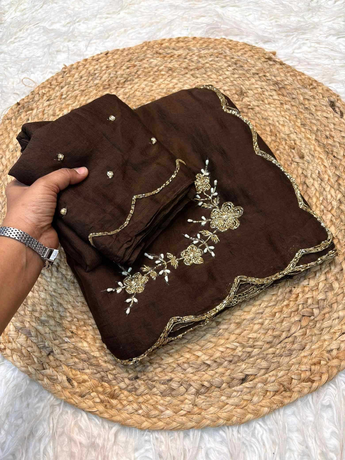 Shree Mocha Crunchi Designer Saree