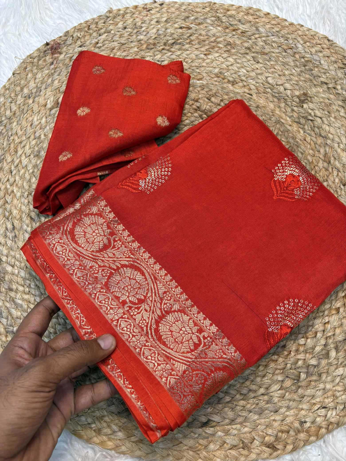 Shree Pure Viscos Designer Saree in Rani