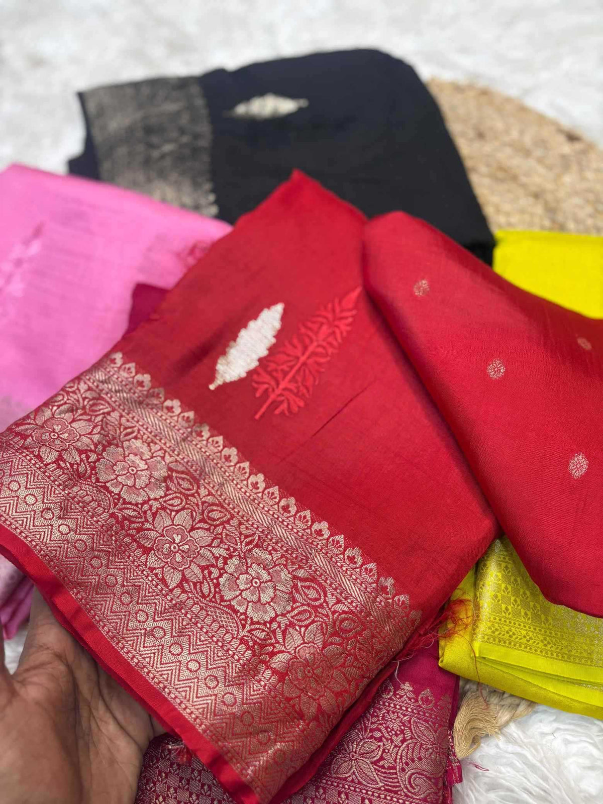 Shree Pure Viscos Designer Saree in Red