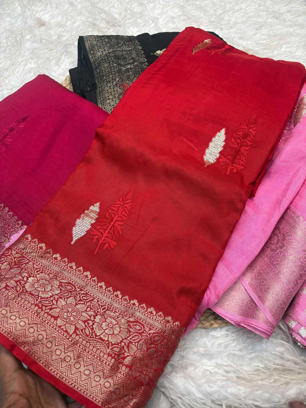 Shree Pure Viscos Designer Saree in Red