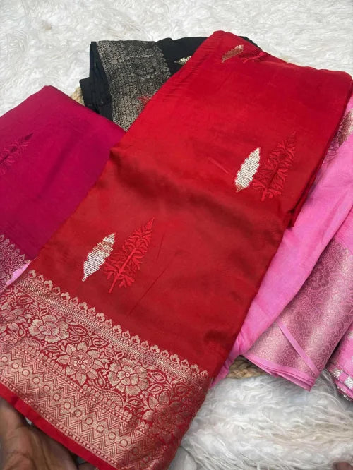 Shree Pure Viscos Designer Saree in Red
