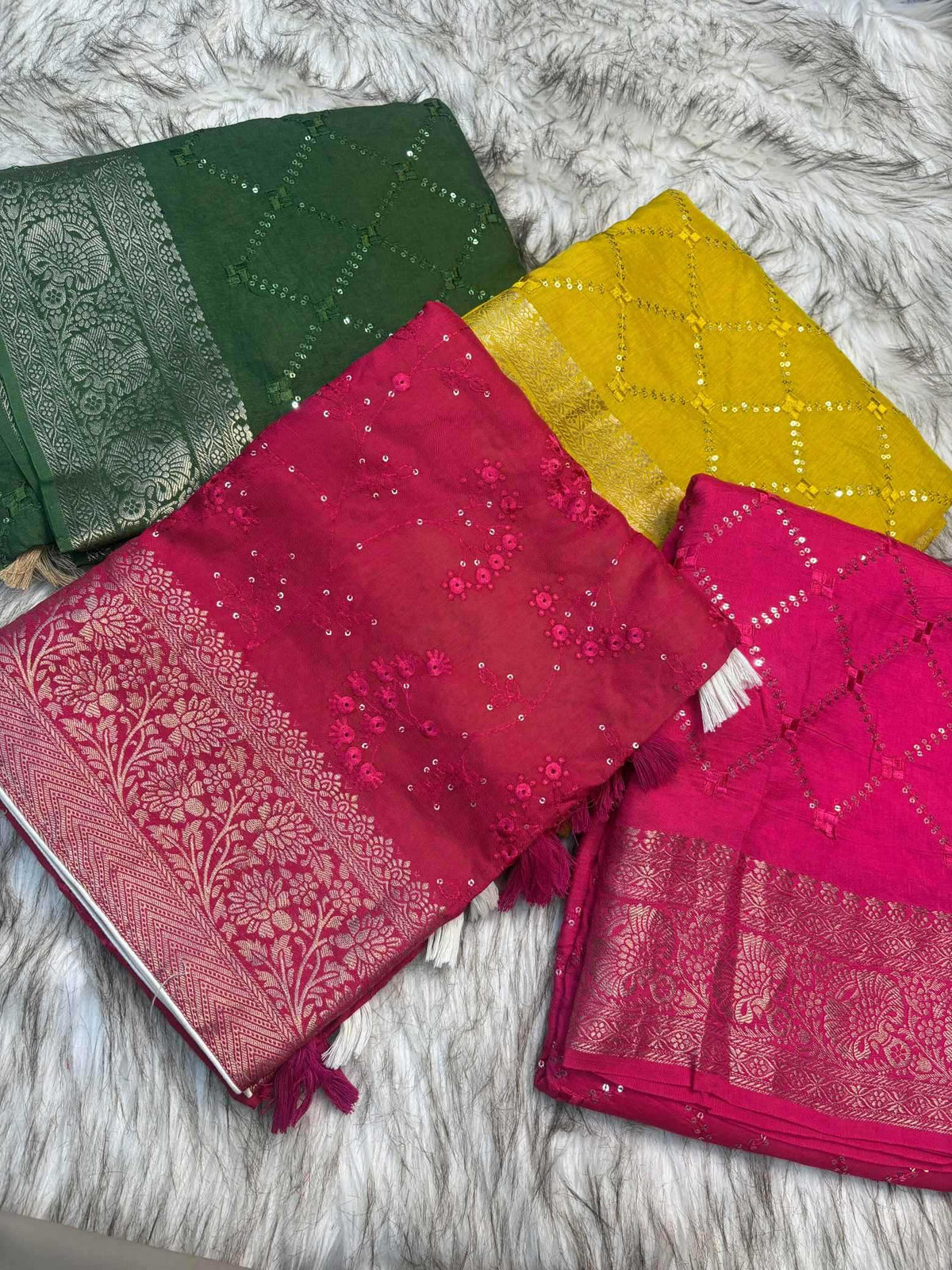 Shree Pure Viscos Designer Saree in Dark Green