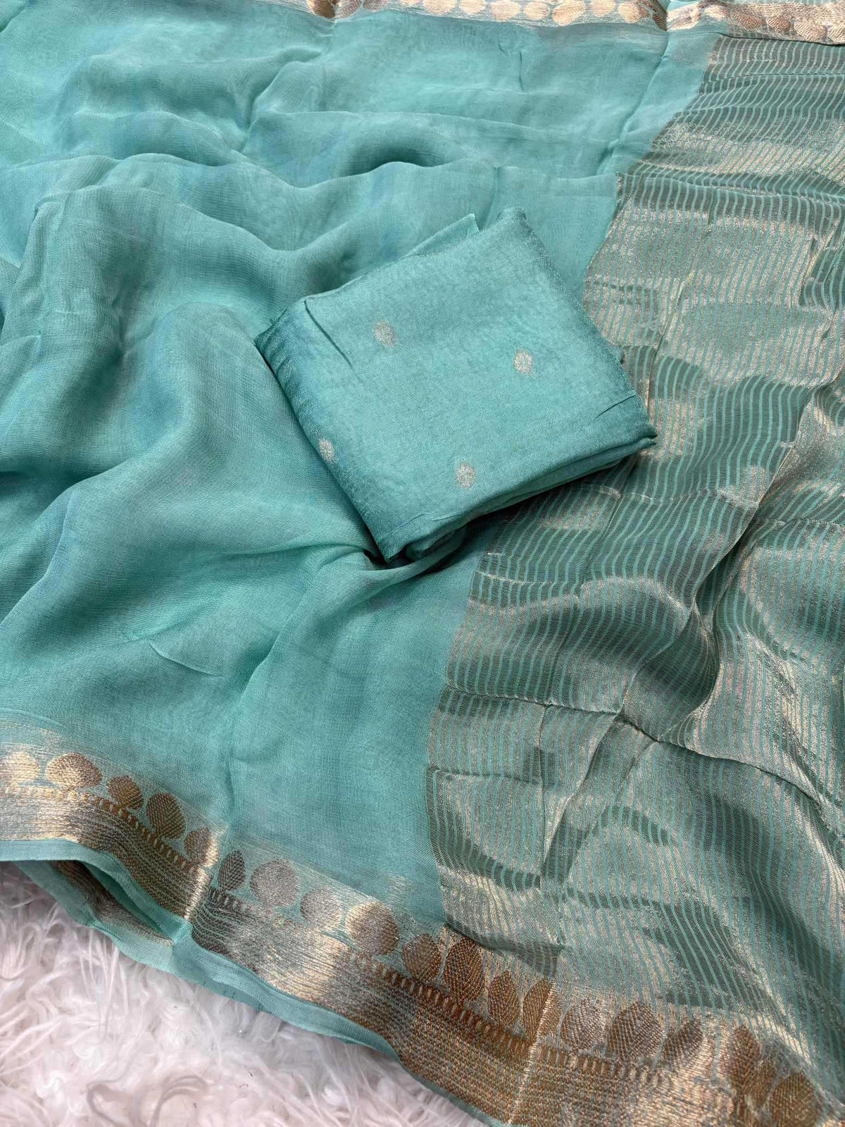 Shree Pure Viscos Designer Saree in Sky