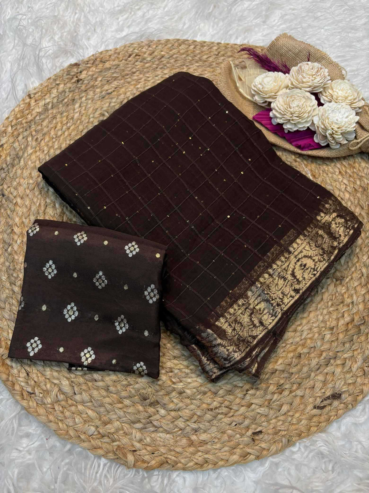 Shree Sequence Pure Viscos Georgette Saree in Baby Pink