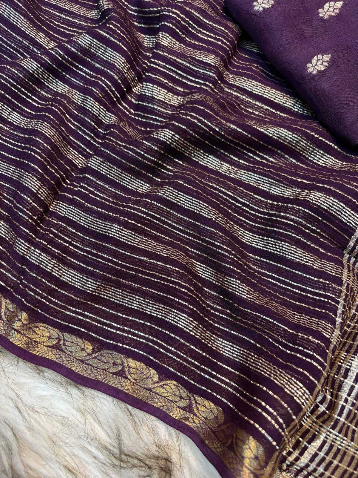 Shree Stripes Pure Viscos Georgette Saree