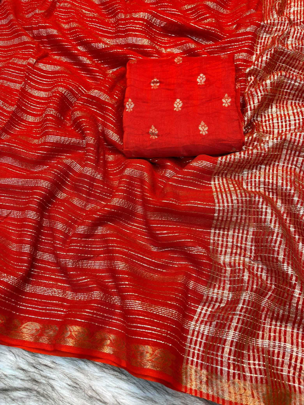 Shree Stripes Pure Viscos Georgette Saree