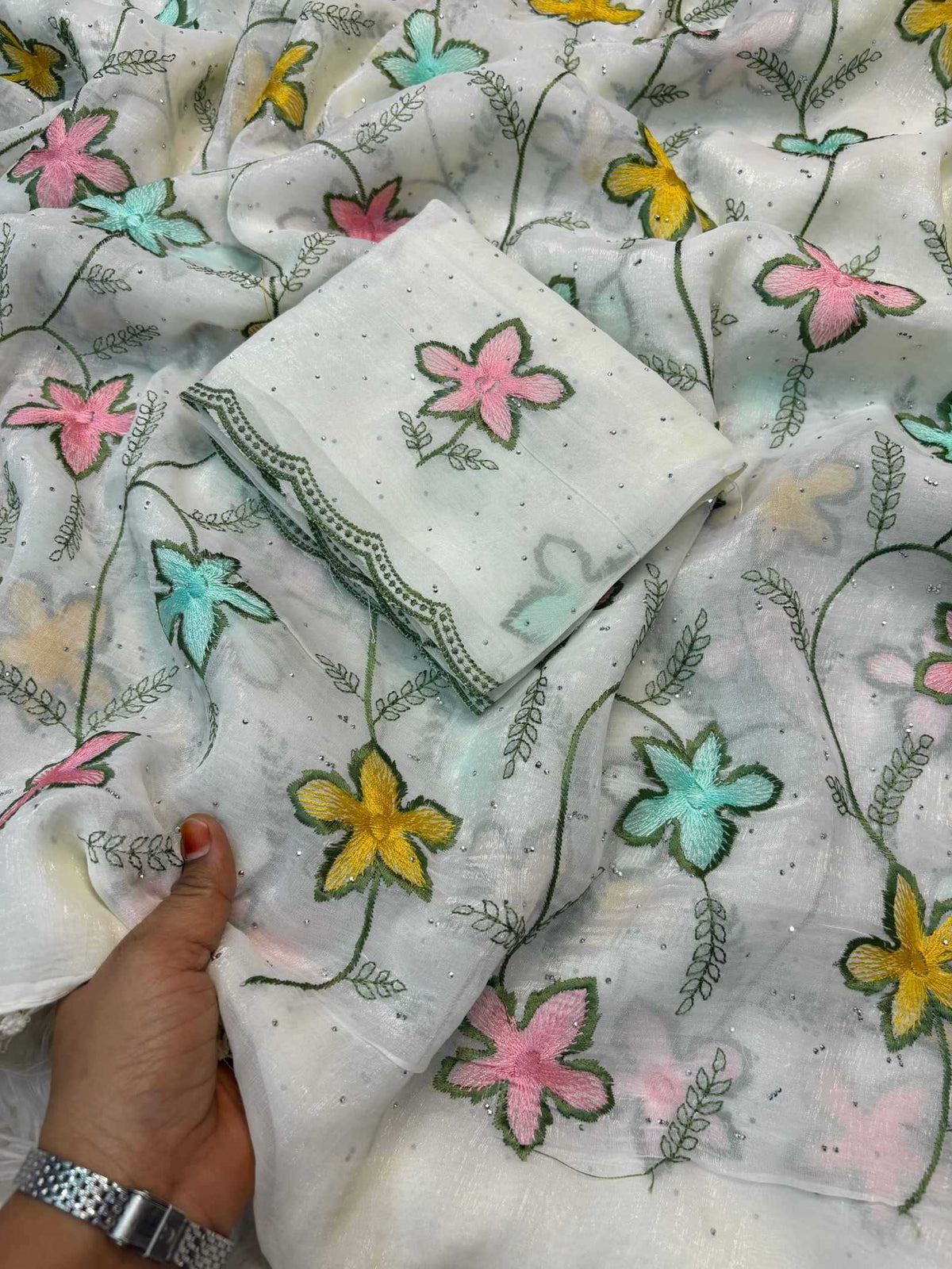 Shree White Crush Silk Soft Saree