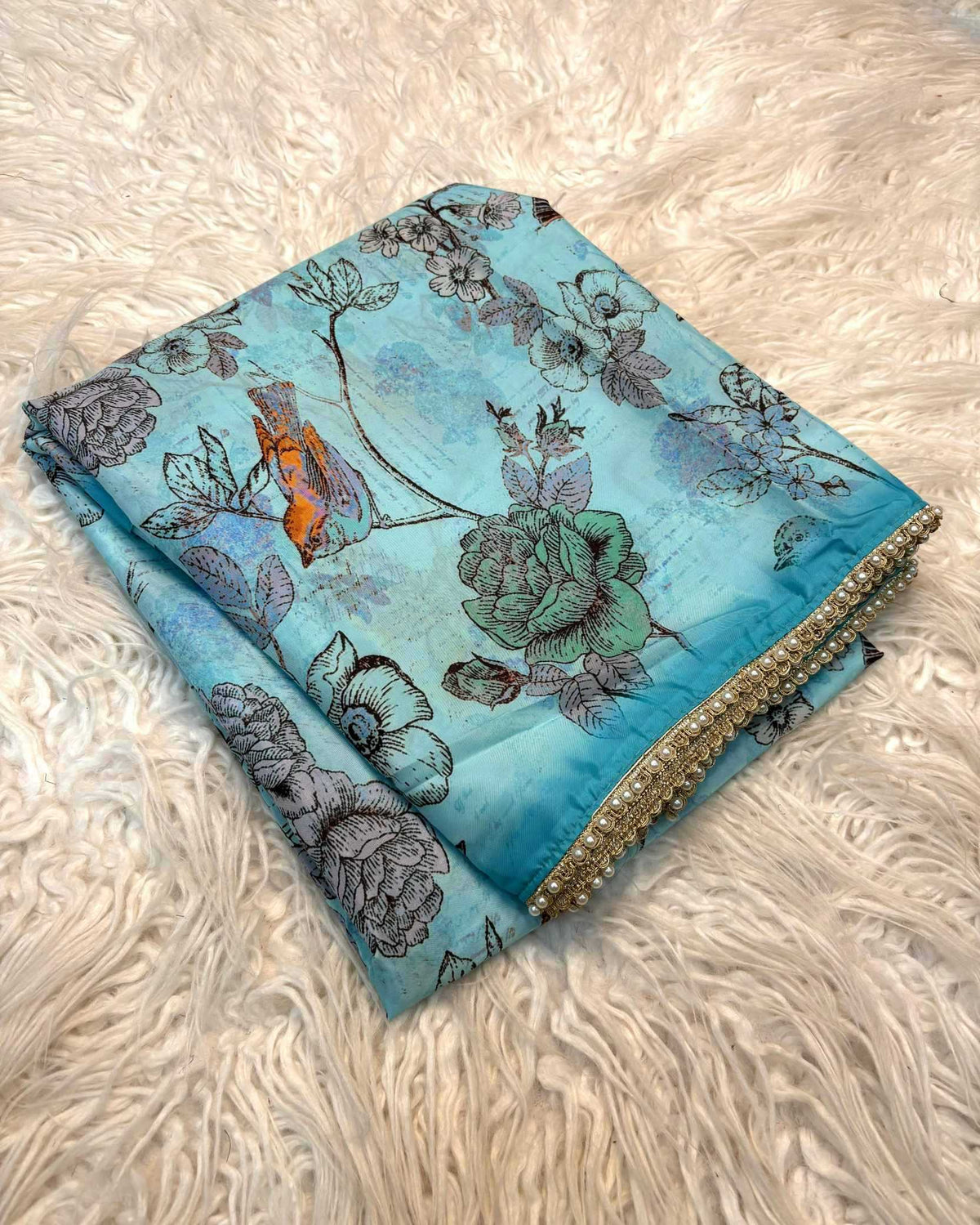 Sparrow Kalamkari Tissue Designer Saree