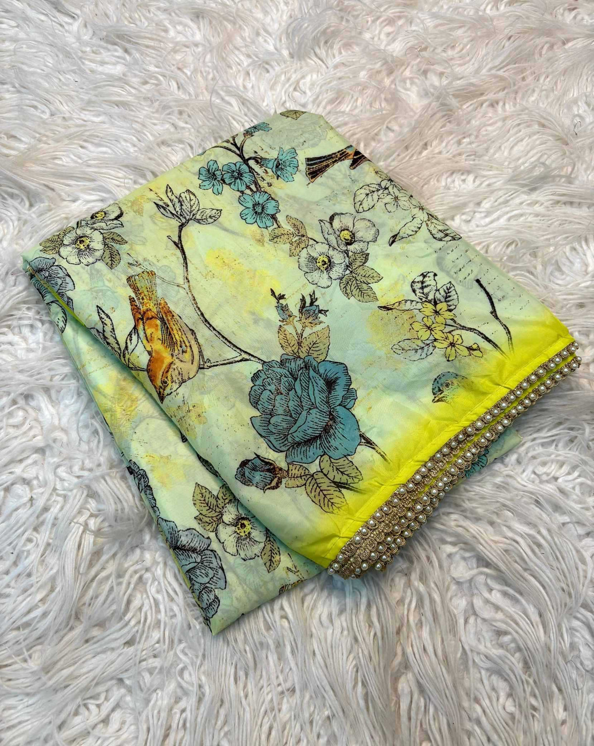 Sparrow Kalamkari Tissue Designer Saree