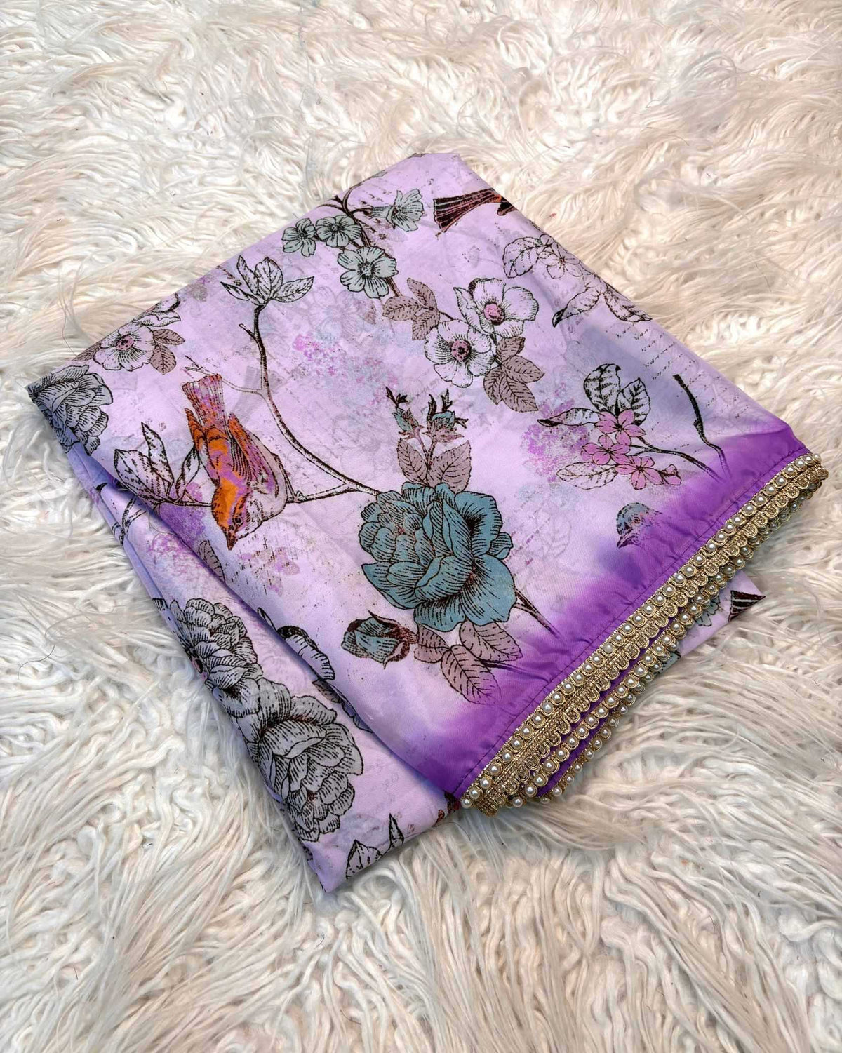 Sparrow Kalamkari Tissue Designer Saree