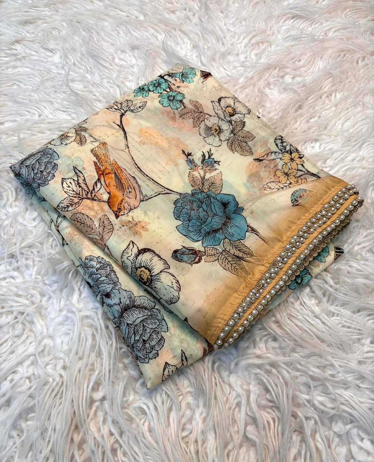 Sparrow Kalamkari Tissue Designer Saree