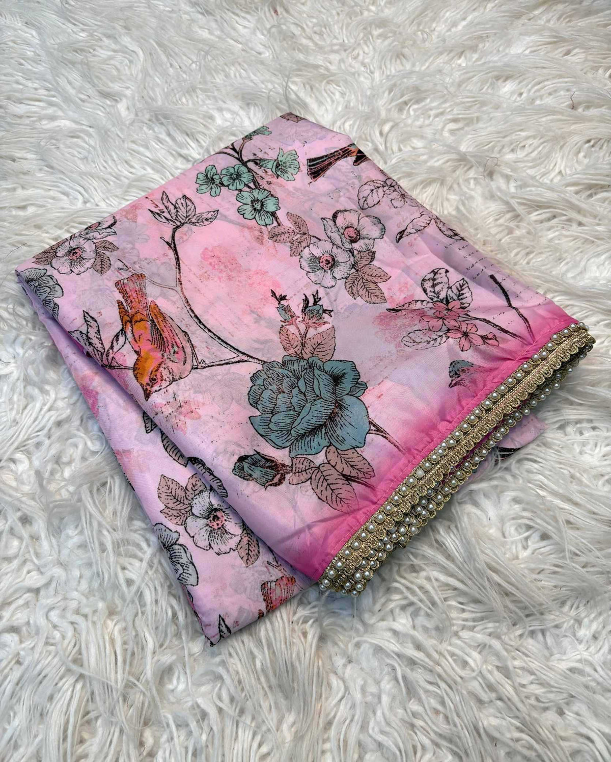 Sparrow Kalamkari Tissue Designer Saree