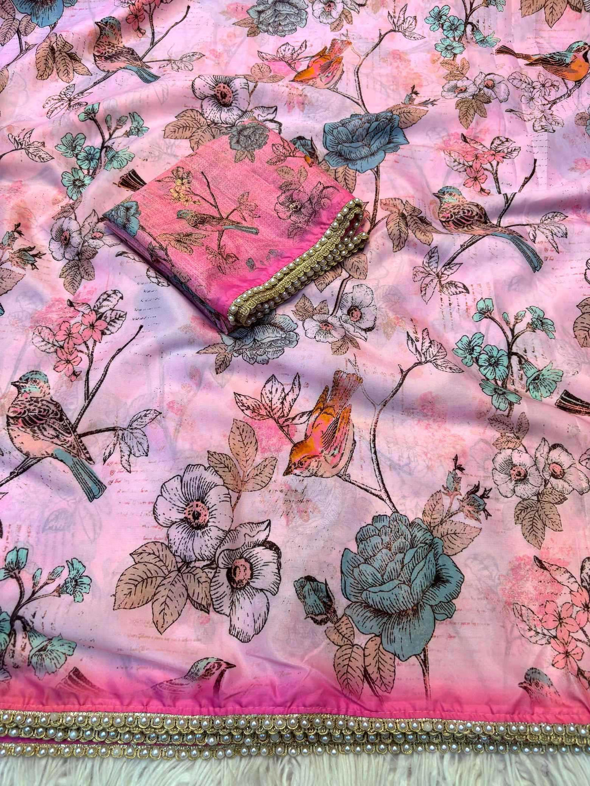 Sparrow Kalamkari Tissue Party Wear Saree