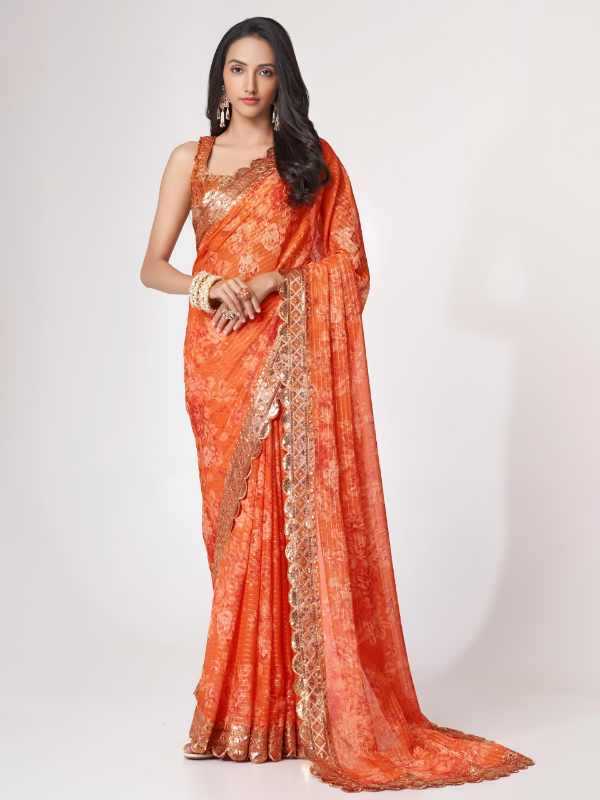 Organza Sequin Saree in Matching