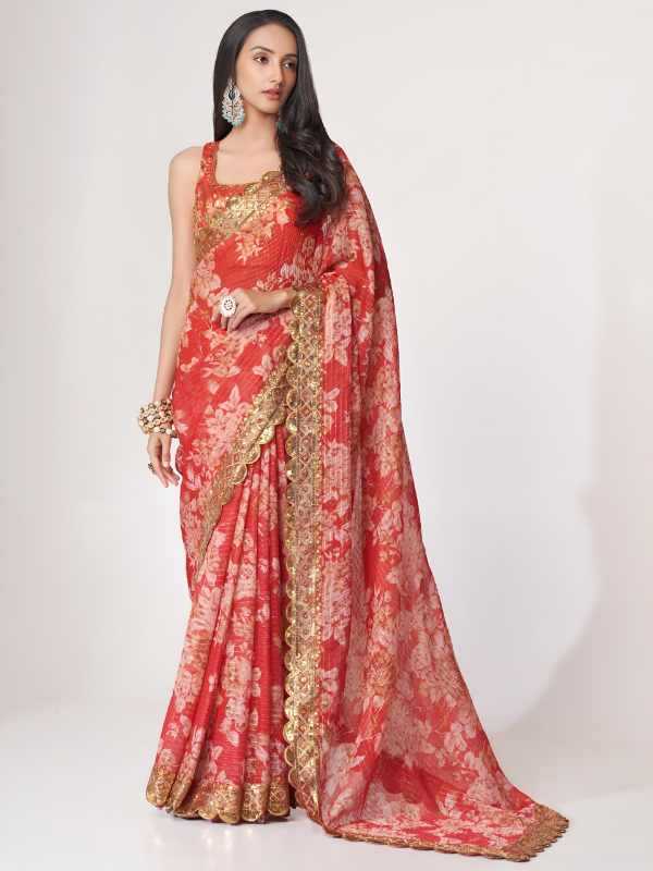 Organza Sequence Saree in Matching