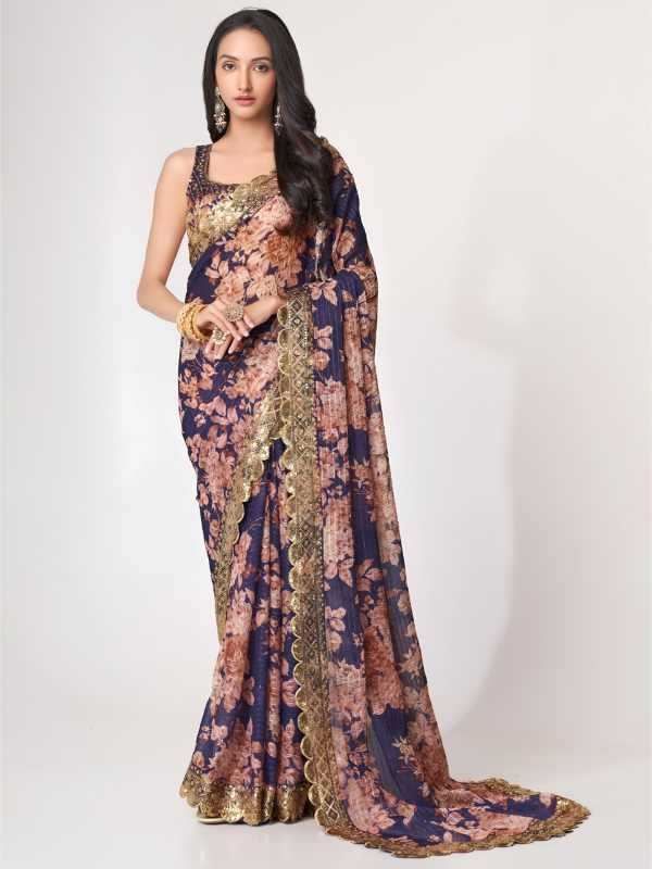 Organza Sequence Saree in Matching 1108